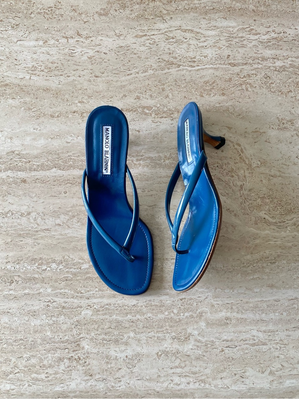 Vintage Manolo Blahnik Thong Sandal Heels - Picture 2 of 9
